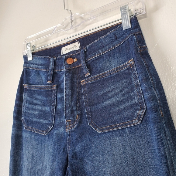 Madewell Cali Demi Boot Patch Pocket Crop Flare Jeans Size 25 - Picture 5 of 8